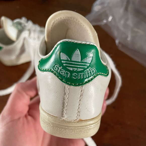 SUPER CUTE VINTAGE BABY/TODDLER ADIDAS STAN SMITH SHOES WHITE & GREEN SIZE 5 BOX - Picture 8 of 16